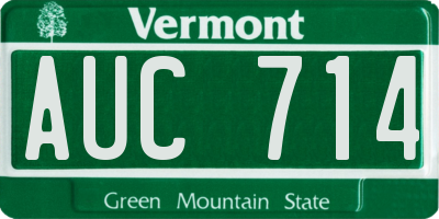 VT license plate AUC714