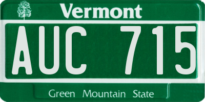VT license plate AUC715