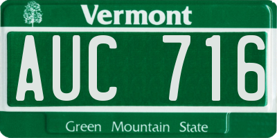 VT license plate AUC716
