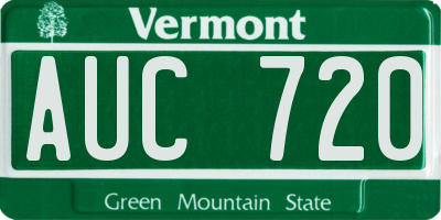 VT license plate AUC720