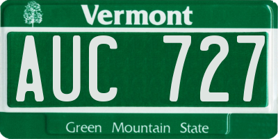 VT license plate AUC727