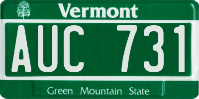 VT license plate AUC731