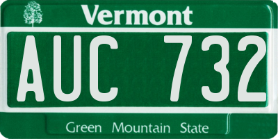 VT license plate AUC732
