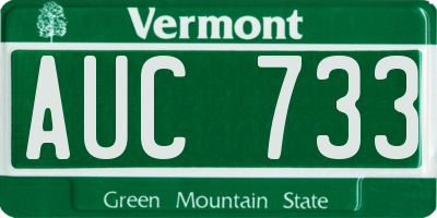 VT license plate AUC733