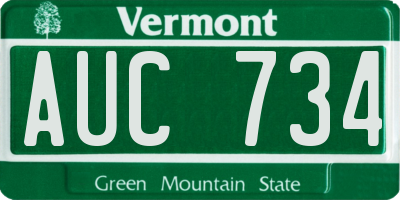 VT license plate AUC734