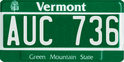 VT license plate AUC736