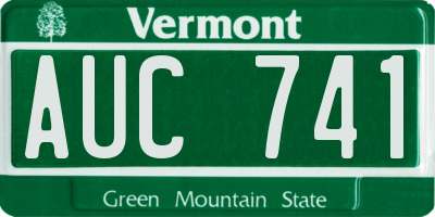 VT license plate AUC741