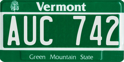 VT license plate AUC742