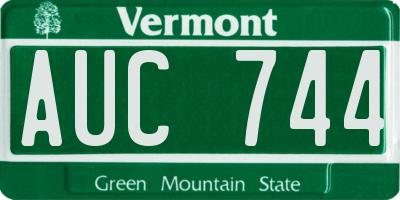 VT license plate AUC744