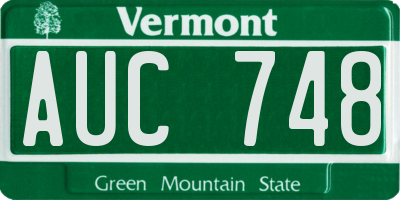 VT license plate AUC748