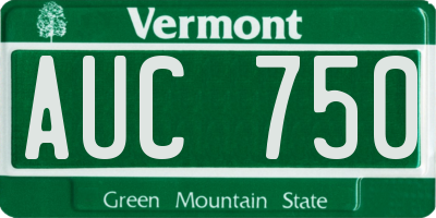 VT license plate AUC750