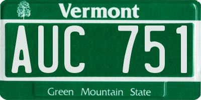 VT license plate AUC751