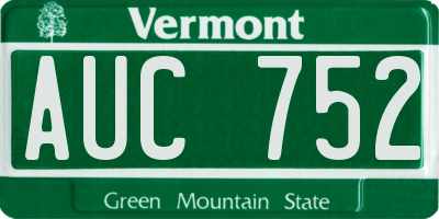 VT license plate AUC752