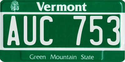 VT license plate AUC753