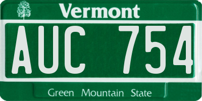 VT license plate AUC754