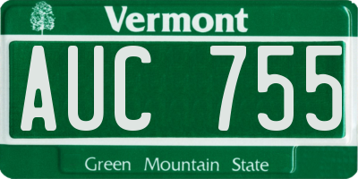 VT license plate AUC755