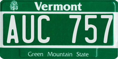 VT license plate AUC757