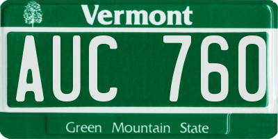 VT license plate AUC760