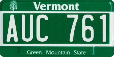 VT license plate AUC761