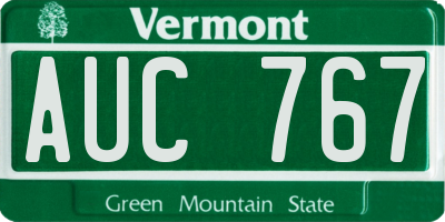 VT license plate AUC767