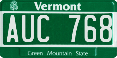 VT license plate AUC768