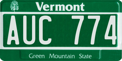VT license plate AUC774