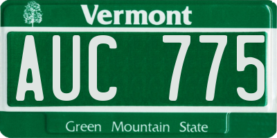 VT license plate AUC775