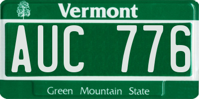 VT license plate AUC776