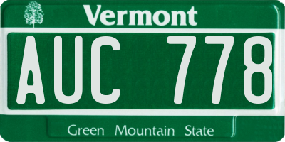 VT license plate AUC778