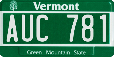 VT license plate AUC781
