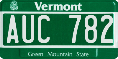 VT license plate AUC782