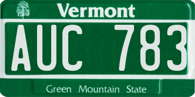 VT license plate AUC783