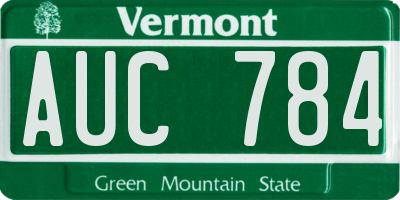VT license plate AUC784