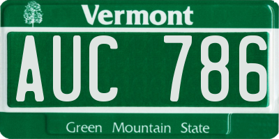 VT license plate AUC786