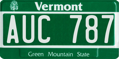 VT license plate AUC787