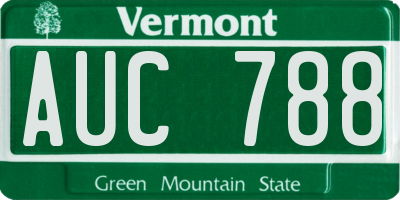 VT license plate AUC788