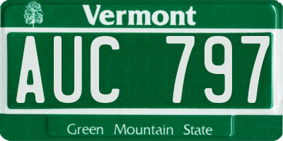 VT license plate AUC797