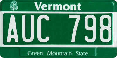 VT license plate AUC798