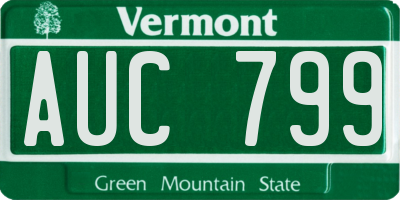 VT license plate AUC799