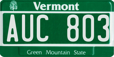 VT license plate AUC803