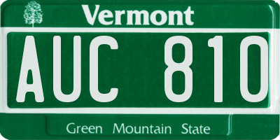 VT license plate AUC810