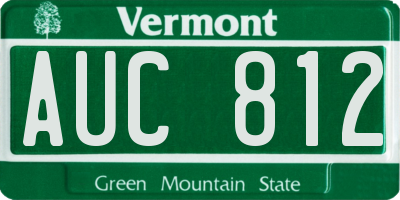 VT license plate AUC812