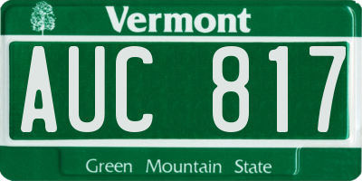 VT license plate AUC817
