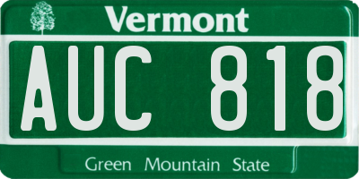 VT license plate AUC818