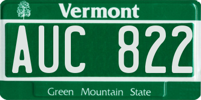 VT license plate AUC822