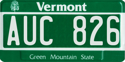 VT license plate AUC826