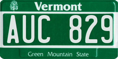 VT license plate AUC829