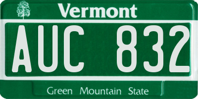 VT license plate AUC832