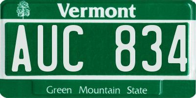 VT license plate AUC834