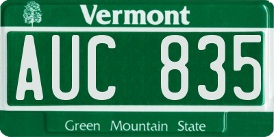 VT license plate AUC835